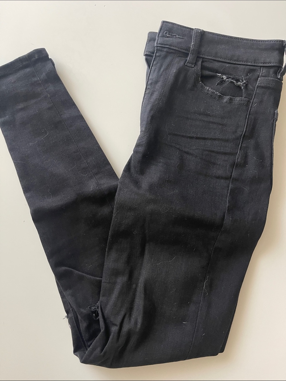 American Eagle Outfitters Black Skinny Jeans with Subtle Distress